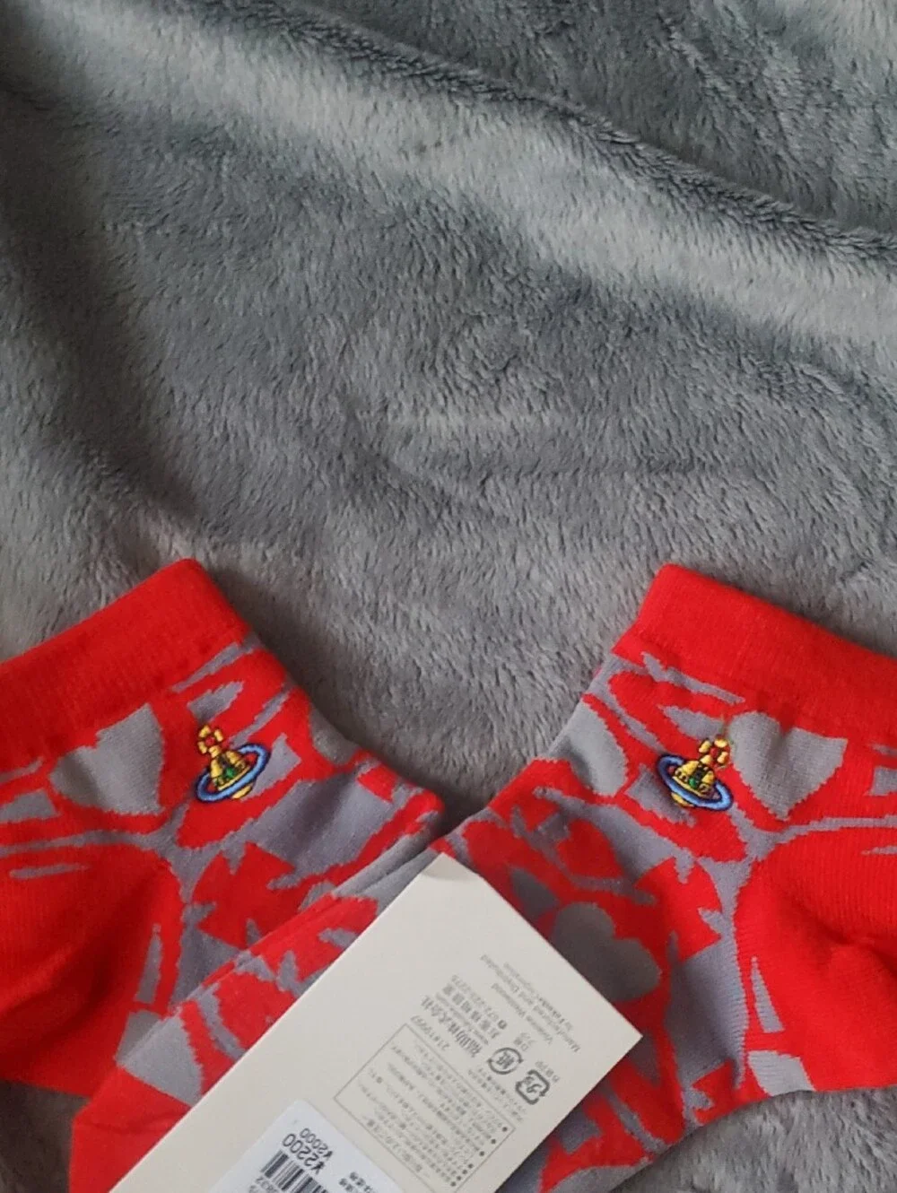 Vivienne Westwood Red & Gray Patterned Ankle Socks